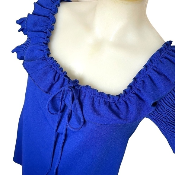 Royal Blue Ruffle Neckline Dress 💙 - Picture 4 of 9
